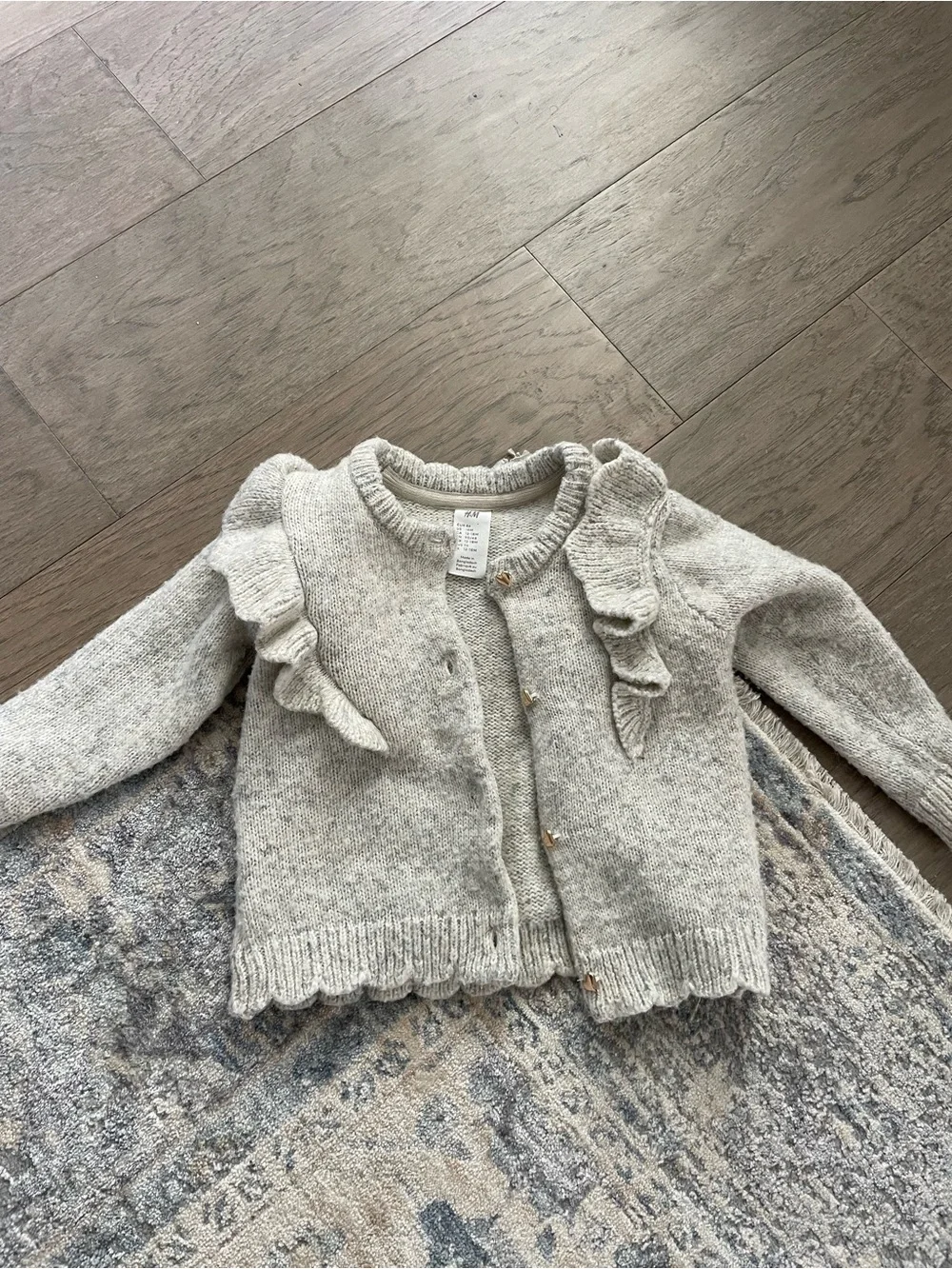 H&M Cream Ruffle Trim Knit Cardigan